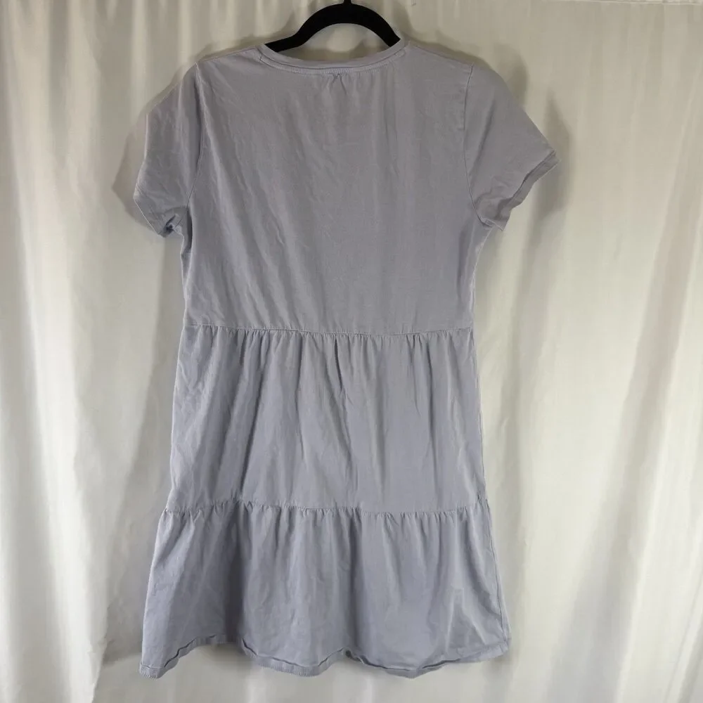 J. Crew Mini Dress Women's Small Light Blue Short Sleeve Tiered Round Neck
